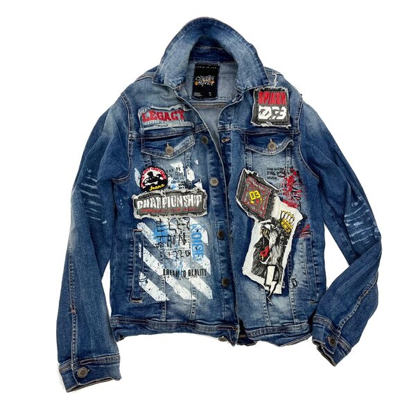 Copper Rivet Legacy Stretch Denim Jean Graphic Jacket Mens S - Picture 4 of 4